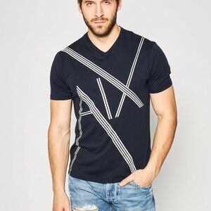 ARMANI EXCHANGE MAVY 'CONTRASTING LOGO' T-SHIRT (NWT) MEDIUM